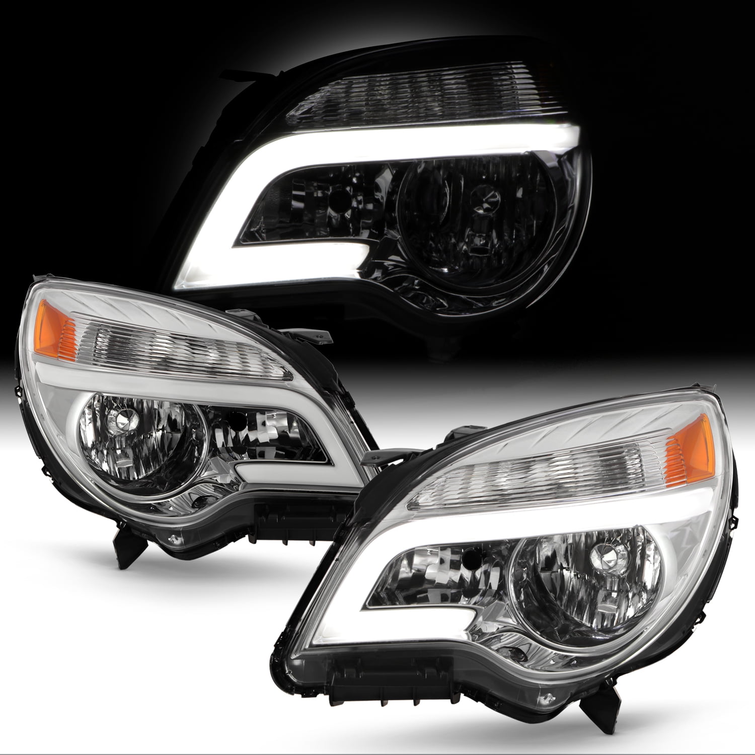 LED Tube Running For 2010-2017 Chevy Equinox LT/LS Projector Black Headlights