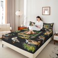 thumbnail image 3 of Castle Fairy Camo Mixed Wildlife Queen Sheets 4 Pieces,Spotted Deer Mallard Pine Queen Sheet Sets,Camo Black Green,1 Fitted Sheet, 1 Flat Sheet and 2 Pillowcases, 3 of 6