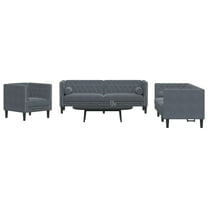 vidaXL 3 Piece Chesterfield Sofa Set with Bolsters Dark Gray Velvet