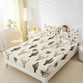 thumbnail image 4 of Feelyou Western Cactus Plant Bed Sheets for Kids, Tribal Sheep Skeleton King Sheets, Bohemian Theme Sheet Set, Super Cozy Room Decor, 4 Pieces, 4 of 7