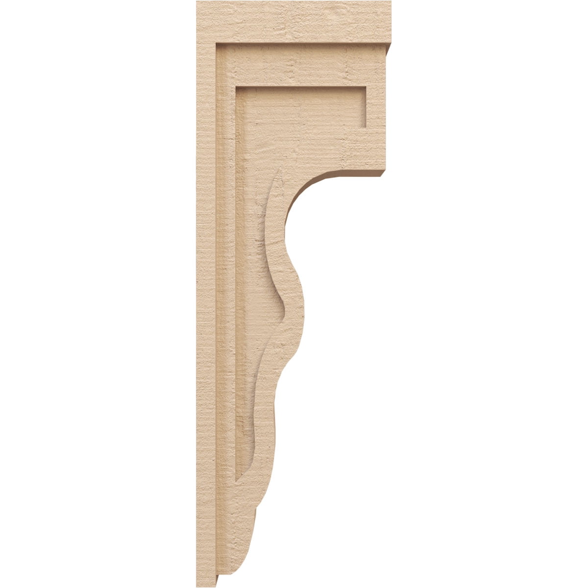 5"W x 10"D x 30"H Thin Highland Rough Cedar Woodgrain TimberThane Corbel, Primed Tan