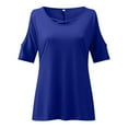 thumbnail image 5 of Sngxgn T-Shirt Crewneck Tee for Women Curved Hem(Blue,XXL), 5 of 5