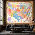 thumbnail image 6 of Pastel United States Map With State Icons, Playful Illustration Style for Kids, Educational Wall Art, Back To School Gift Tapestry Wall Hanging for Classroom and Playroom, 6 of 7
