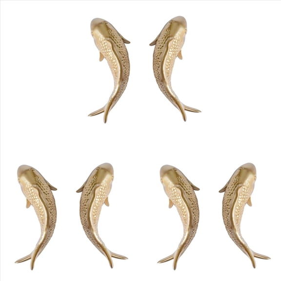 6Pcs Resin Carp Golden Fish Wall Hanging Ornament Personality Figurine for Home Restaurant Background Decor