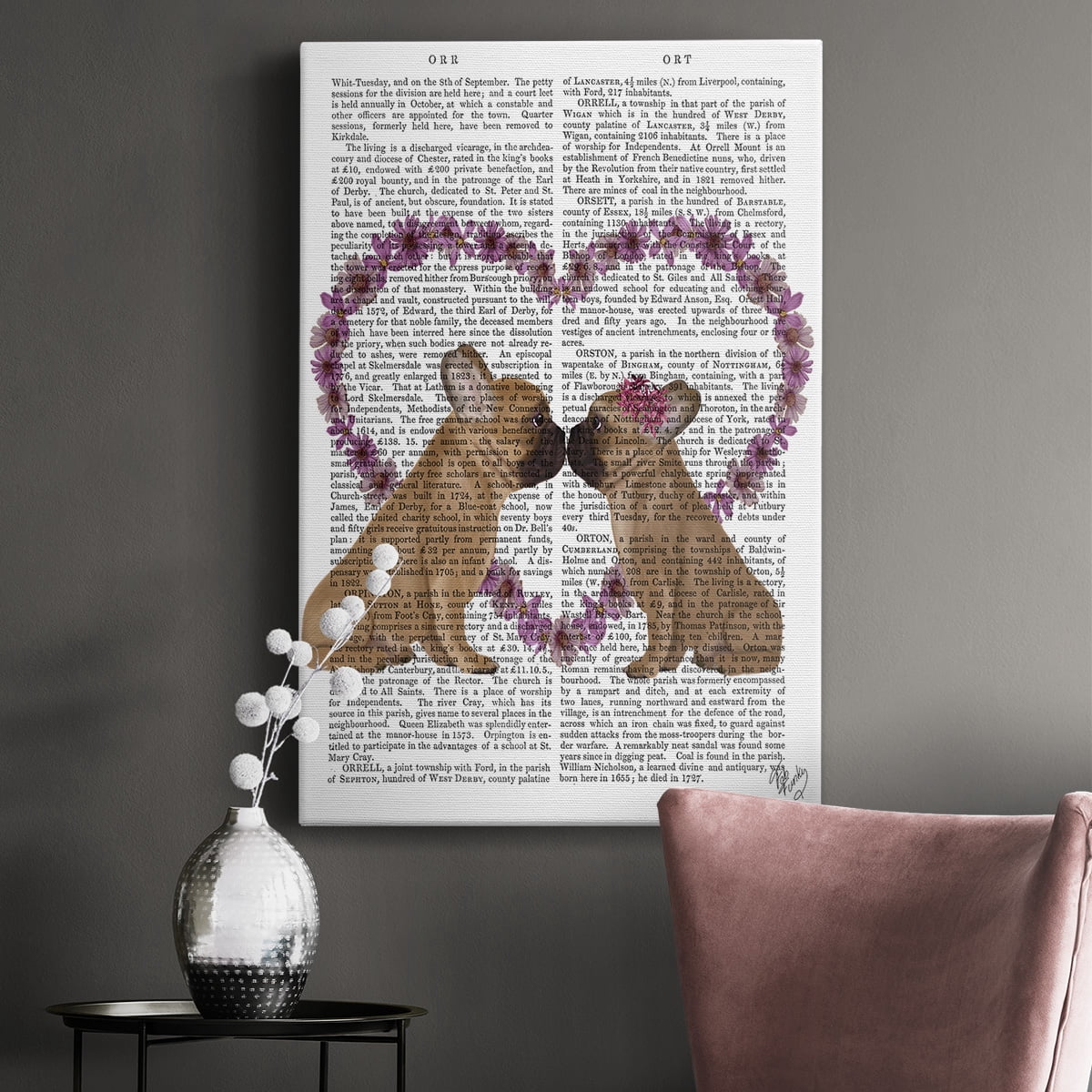French Kiss and Flower Heart Premium Gallery Wrapped Canvas - Ready to Hang
