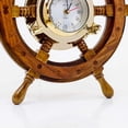 thumbnail image 3 of Wooden Ship Wheel (Jhanjhat Solid Brass Polished Porthole Clock) - White Roman Dial - (12 Inches), 3 of 8