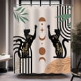 thumbnail image 3 of Boho Shower Curtain, Mid Century Modern Shower Curtain, Black Cat Shower Curtain Set Waterproof Bath Curtain Bathroom Decor with 12 Hooks, 72x72 inches, 3 of 6