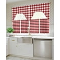 thumbnail image 4 of Farmhouse Buffalo Plaid Kitchen Curtains Swag Valance and Tier Curtains Set 36 Inch Length, Red White Checkered Rod Pocket Drape Panels Pair Swag Curtains for Bathroom/Cafe/Window, 4 of 6