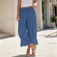 thumbnail image 2 of GigrtiJin Women's Wide Leg Pants Lace Hem Flowy Loose Pants Womens High Waisted Drawstring Casual Loungewear Beach Vacation Trousers, 2 of 5