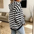 thumbnail image 6 of Raeneomay Women's Striped Hoodie - Drawstring Long Sleeve Pullover Top, 6 of 6