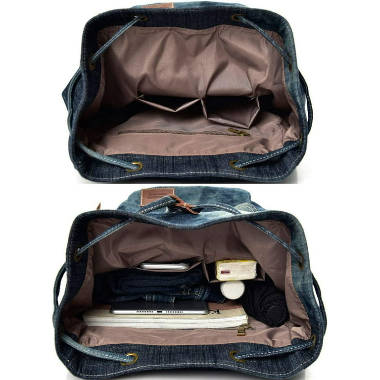 Women's Denim Small Mini Backpack Rucksack Daypack Travel bag Cute Purse  Retro