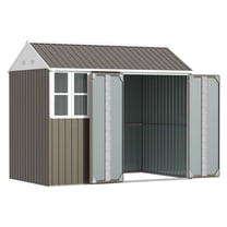 8x6 Metal Garden Storage Shed - Outdoor Tool House with Lockable Door, Window & Vents - Gray