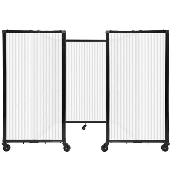 Versare Polycarbonate Room Divider 360 Portable Wall Partition | Freestanding Office Dividers | Locking Wheels | Privacy Screen Panels - 8'6" x 4' Opal Thermoplastic Polymer
