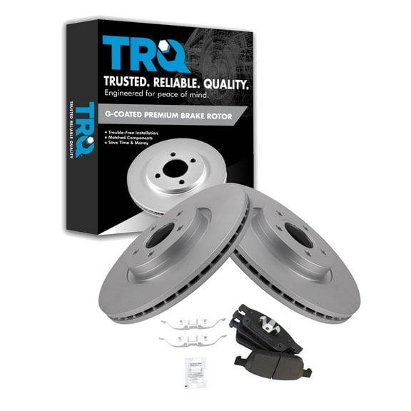 TRQ Front Brake Pad & Rotor Kit Brake Pads Brake Rotor Ceramic Premium G-Coated Fits Select 2013-2018 Ford Escape 2014-2018 Transit Connect 2018 Lincoln MKC