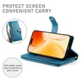 thumbnail image 4 of For iPhone 16 Pro 6.3-inch Wallet Case for Women Men Multi-Card Slots Zipper Pocket Lanyard Strap Wristlet Leather Phone Case,Blue,For iPhone 16 Pro, 4 of 7