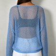 thumbnail image 4 of WULMLEO Crochet Tops for Women Summer Beach Swim Cover Ups Knit Beach Cover Up Short Sleeve Hollow Out Shirts Blue M, 4 of 5