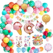 Birthday Decoration for Girls, Birthday Kit for Girls with Banner Happy Bithday Decoration, Iced Candy Balloons for Girls Birthday Candyland
