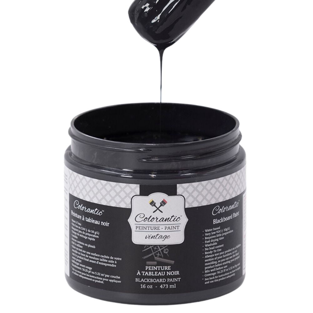 Colorantic | Chalkboard Blackboard Paint | Black Board Wall Home Decor Furniture Paint DIY Crafts Projects (32 oz)