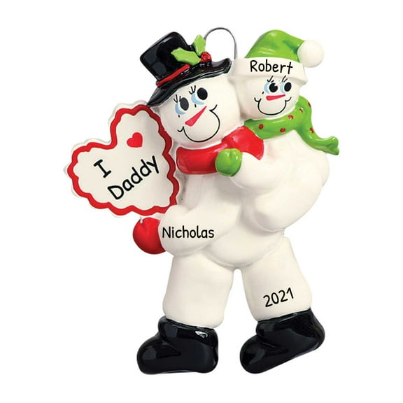 Ornaments by Elves Personalized Snowman Family of 2 Christmas Ornament 2024 Daddy with Kid Decor