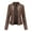 Coffee, variant on Women's Red and Black Leather Jacket with Stand-Up Collar - Slim Fit Zipper Detail Casual Outerwear
