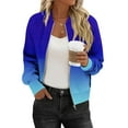 thumbnail image 3 of Casual Women's Fashion Print Long Sleeve Pocket Zipper Sweatshirt Pullover Hoodie Blouse Coat Loose Fit Warm Winter Tops | CSEONE,Blue L, 3 of 9