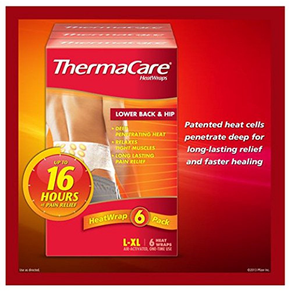 Air Activated Heat Wraps 6 Back / Hip Use Wraps Size L/xl