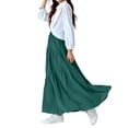 thumbnail image 2 of Eltusu Girls Skirts, Pleated Cotton Elastic Waistband Long-Length Casual Skirts Army Green Size 6-7T, 2 of 4