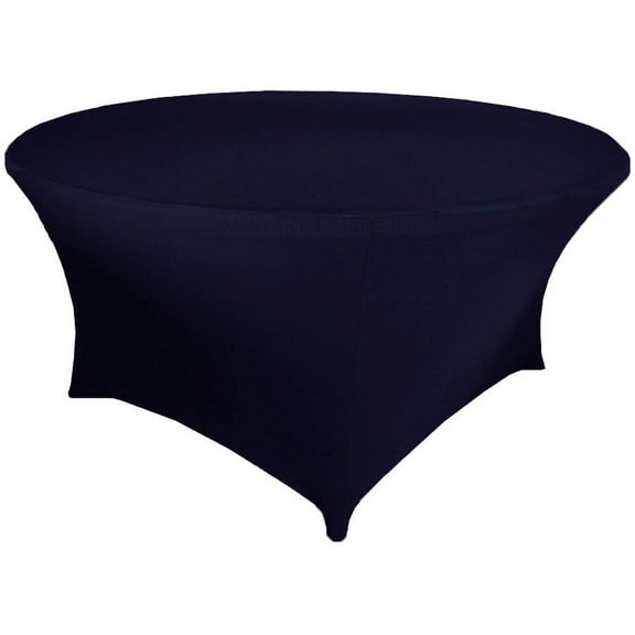 Wedding Linens Inc. (200 GSM) Premium 4FT / 48" Round Spandex Stretch Fitted Table Cover Tablecloths - Navy Blue