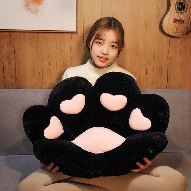 2 Sizes INS Bear&Cat Paw Pillow Animal Seat Cushion Stuffed Plush Sofa Indoor Floor Home Chair Decor Winter Children Girls Giftheart black70CM Deng Xun unisex