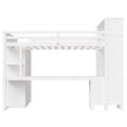 thumbnail image 6 of MODERNLUXE Wood Queen Size Loft Bed with Desk and Wardrobe, Storage Shelves and USB Charging, White, 6 of 13