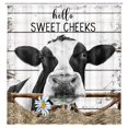 thumbnail image 2 of Farmhouse Cow Shower Curtain for Bathroom, Cute Rustic Farm Animals Bull Cattle on Gray Grey Wooden Fabric Shower Curtains Set, Funny Country Barn Door Bathroom Accessories Decor with Hooks, 47X64IN, 2 of 5