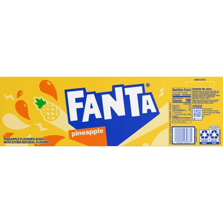 Fanta Pineapple Soda Pop Fridge Pack Cans, 12 fl oz, 12 Pack