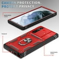 thumbnail image 4 of Design for Samsung Galaxy S23 Ultra Phone Case with Camera Lens Sliding Cover Ring Holder Kickstand - Shockproof Heavy Duty Rugged Military Grade Bumper Protective Case for Women Men, Red+Black, 4 of 11