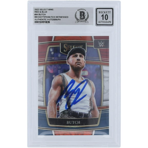 Butch WWE Autographed 2022 Panini Select Red & Blue #84 Beckett Fanatics Witnessed Authenticated 10 Card - Fanatics Authentic Certified