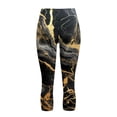 thumbnail image 5 of SCRAWLGOD Marble Print Black Golden Stretch Capri Leggings for Women, Lightweight High Waisted Athletic Yoga Pants with Pockets, Breathable Tummy Control Workout Leggings, M, 5 of 7