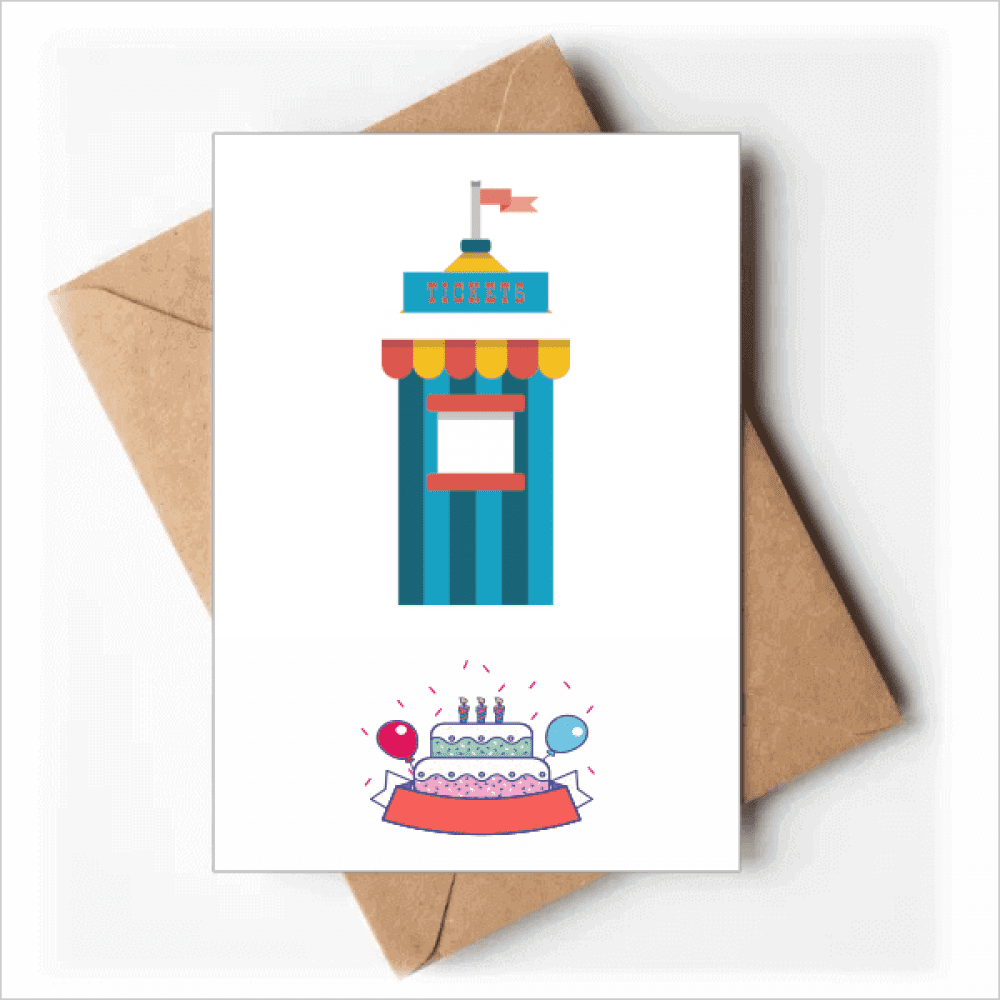 Amazing Funny Park Ticketing Illustration Happy Birthday Greeting Cards Envelopes Blank