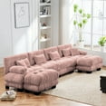 thumbnail image 3 of FFH 173.2" Modular Sectional Sofa, U Shaped Couch for Living Room, 4-Seater Comfy Cloud Couch with Deep Seat (Chenille Pink, 4 Seater with 2 Ottomans), 3 of 11