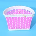 thumbnail image 4 of Cesta para patinete, cesta para bicicleta infantil, de plástico, tejida a mano con lazo frontal (pequeña, rosa, timbre de coche con colores aleatorios), 4 of 7