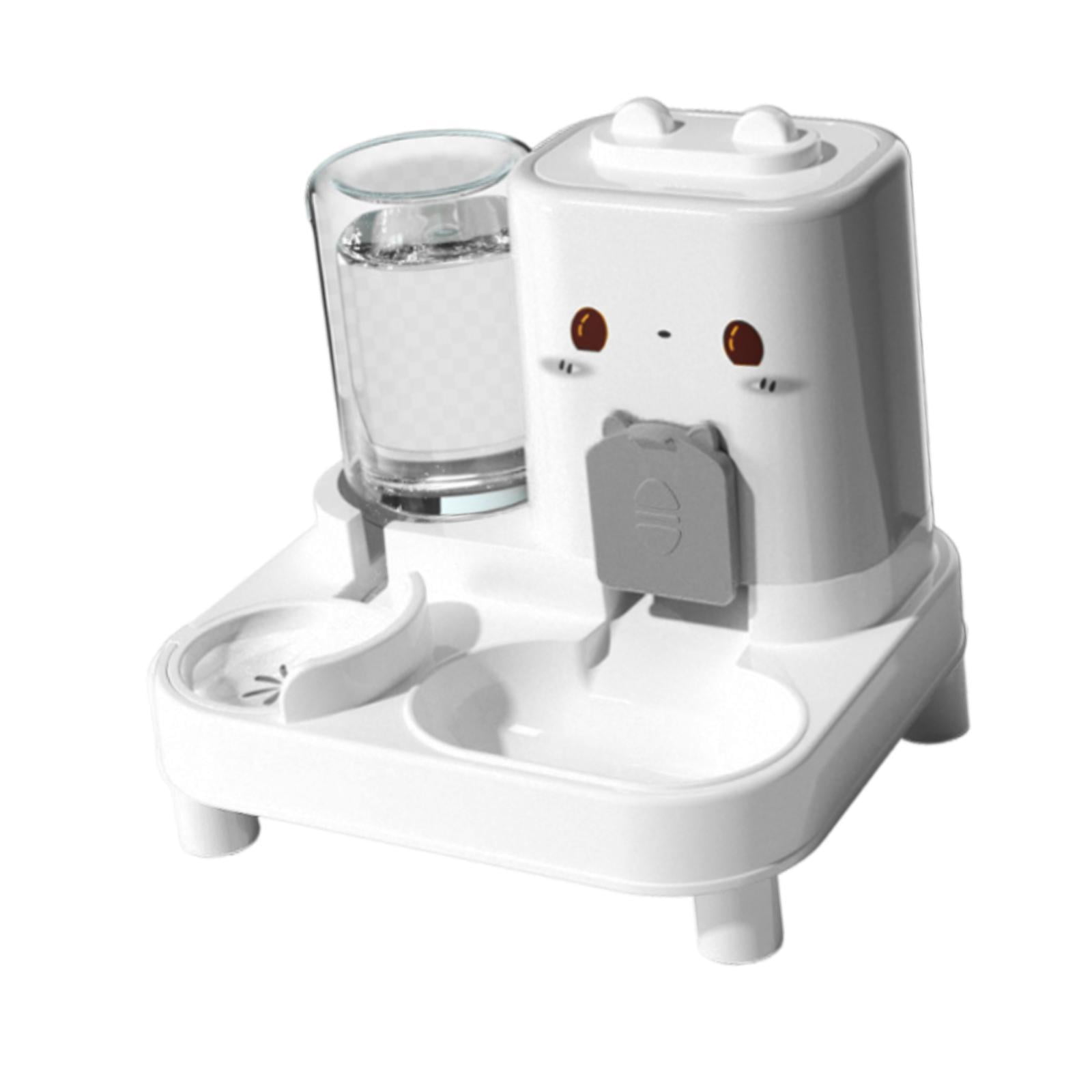 Serenable Automatic Cat Feeder and Water Dispenser Automatic Pet Feeder Convenient Compact Household Food feed Pet Food Bowl for Kitten White