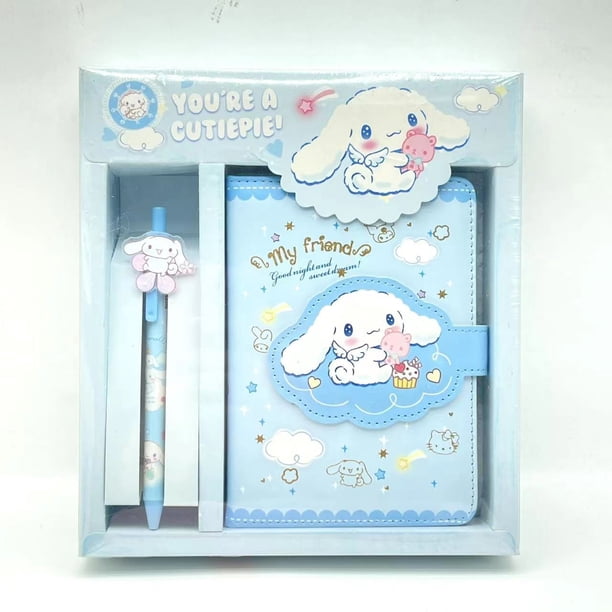 Anime-Sanrio papelería Kawaii Kuromi My Melody Bloc de notas, conjunto de cuaderno con bolígrafo, diario, cuaderno, página de Color de dibujos animados para estudiante