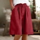 thumbnail image 5 of Pantalones Pantalones para Mujeres Detalle de Botón de Color Sólido Estilo de Lino de Doblado Laminado Pantalones Casuales para Uso Diario Todas las Estaciones, 5 of 8
