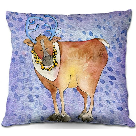 DiaNoche Designs Throw Pillows from Artist Marley Ungaro - Reindeer Purple