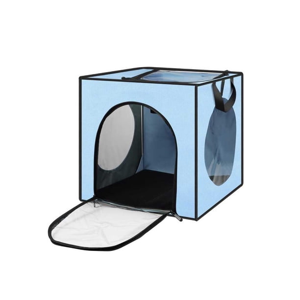 Greeniant Bolsa para el pelo de mascotas, bolsas sólidas, plegable, portátil, pequeña, cómoda, caja de seguridad, accesorios para cachorros Suministros para perros Azul