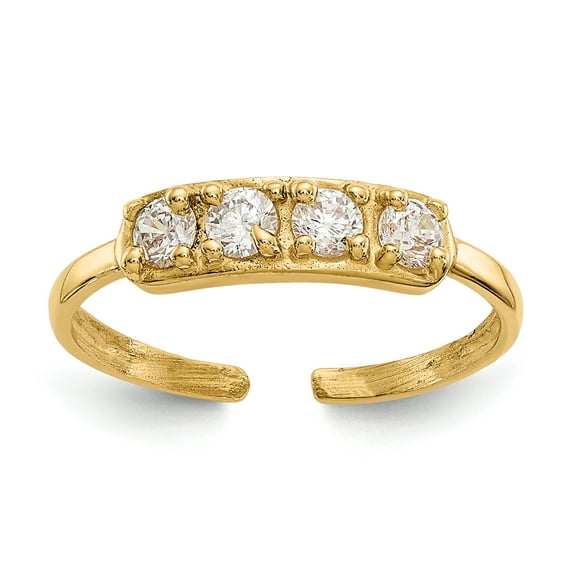 Primal Gold 14 Karat Yellow Gold Cubic Zirconia Toe Ring