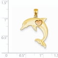 thumbnail image 4 of 14k Gold Two-tone Two Tone Dolphin w/Heart Pendant Charm, 4 of 4