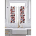 thumbnail image 2 of Tier Curtains 45 Inches Long, Blue Red 4th of July Window Treatment Curtain Drapes, Independence Day Flowers Red Blue Window Half Privacy Curtains for Bedroom Bathroom, 42"x45", 2 Panels, 2 of 7