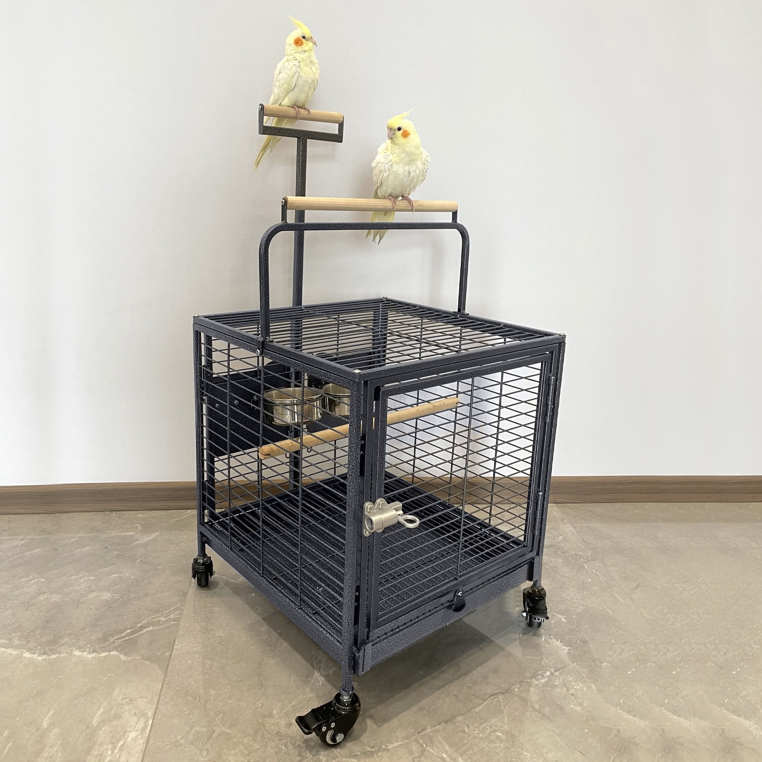 Travel Bird Cage, Easy to wheel or carry. castor wheels included