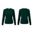 thumbnail image 3 of JUUNthy Sweater for Womens, Ruffles Hem Crewneck Long Sleeve Soft Lightweight Pullover Kint Tops for Daily Wear Burgundy L, 3 of 13