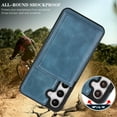 thumbnail image 5 of Allytechgroup Cash Slot Faux Leather Hard Shell Back Cover Cell Phone Case with Protective Case Cover for Samsung Galaxy S24+, Blue, 5 of 12