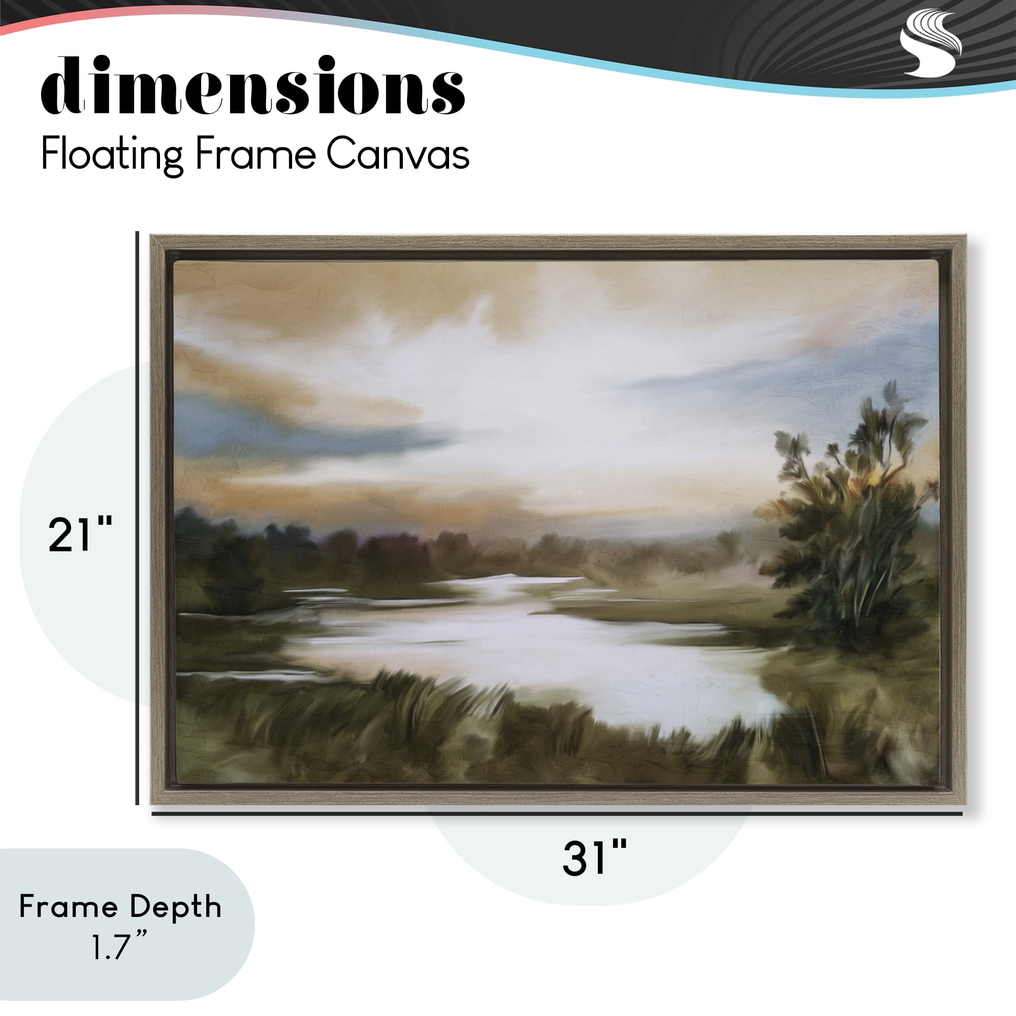 Stupell Industries Sunset Pond Countryside Brown Framed Floater Canvas Wall Art, design by Kim Allen